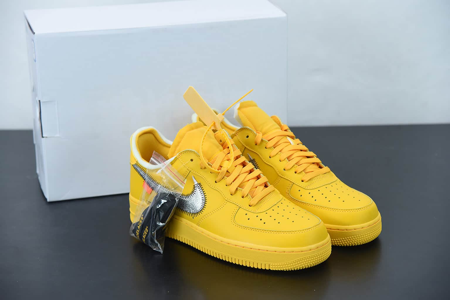 Nike Air Force 1 X Off White University Gold Metallic Silver