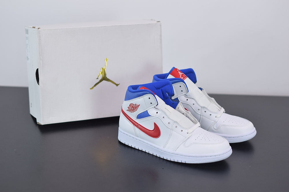 Nike Air Jordan 1 Mid White Red Royal - Imagen 1